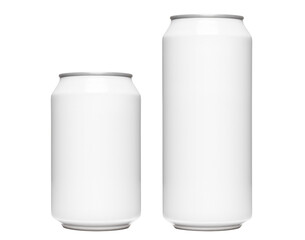 White 330ml and 500ml aluminium cans, cut out
