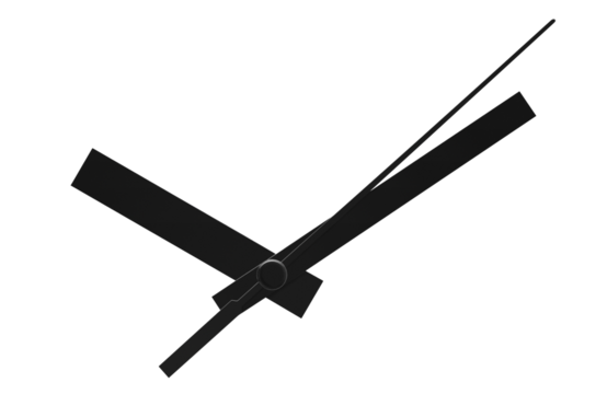 Close-up of clock black arrows, cut out