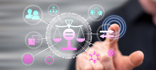 Man touching an equality concept