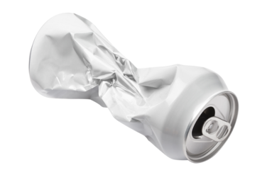 Crumpled aluminium can, cut out