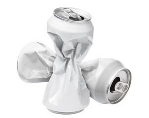 Crumpled aluminium cans, cut out