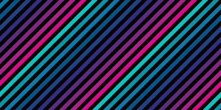 Diagonal stripes seamless pattern. Retro 1980s - 1990s fashion style background. Repeat colorful slanted lines texture. Abstract vector geometric decorative design template. Trendy pattern for decor