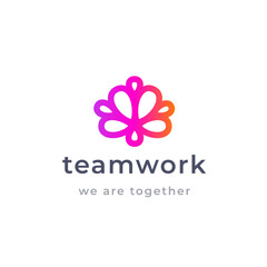 Naklejka na ściany i meble Teamwork and collaboration logo diversity 