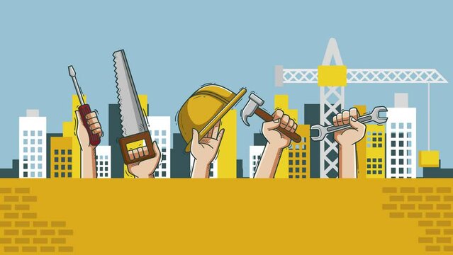 Labor day celebration animation. Suitable for international workers' day greetings.