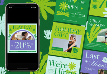 Green Modern Abstract Organic Fashion Promotion Set