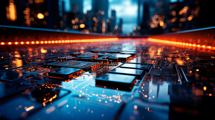 Futuristic Technology Illustration Featuring Processors. Generative AI.
