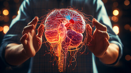 Fototapeta premium Human Brain System with People Controlling Their Brain. Generative AI.