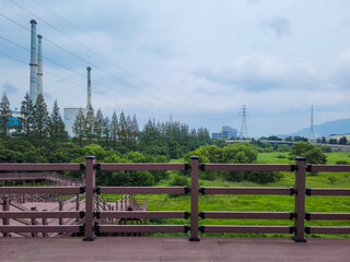 Factory Chimneys and Wetlands