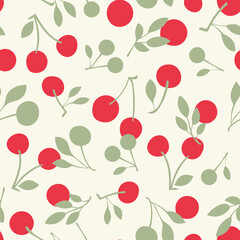 Seamless fashion cherries pattern. Modern fashionable background