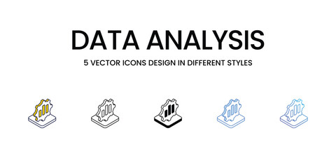 Data Analysis Icon Design in Five style with Editable Stroke. Line, Solid, Flat Line, Duo Tone Color, and Color Gradient Line. Suitable for Web Page, Mobile App, UI, UX and GUI design.