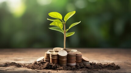 Coins growing on a pile of coins