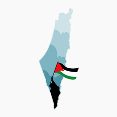 vector of woman with palestine flag, free palestine campaign  - obrazy, fototapety, plakaty
