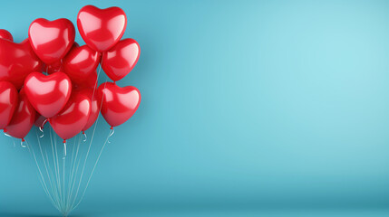 Heartfelt Moments: Red Heart Balloons on Blue Background for Special Occasions