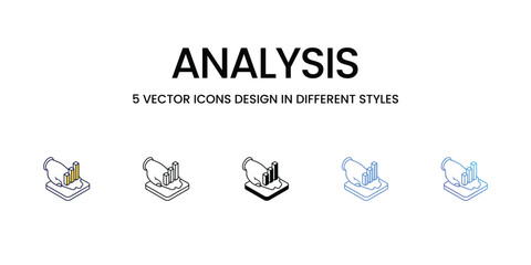 Analysis Icon Design in Five style with Editable Stroke. Line, Solid, Flat Line, Duo Tone Color, and Color Gradient Line. Suitable for Web Page, Mobile App, UI, UX and GUI design.