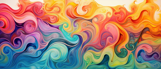 Fototapeta premium Vibrant Spiraled Swirls: Abstract Liquid Patterns on Colorful Paint Background