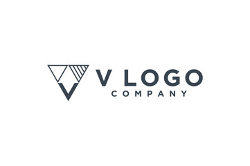 V initial logo design icon symbol business technology illustration font typography