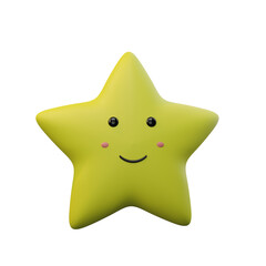 Cute star 3D icon transparent background