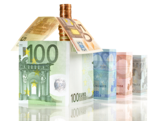 Real Estate Money House with Banknotes - Transparent PNG Background