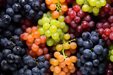 bunch of grapes of different colors