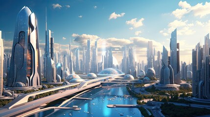 futuristic city Presentation AI
