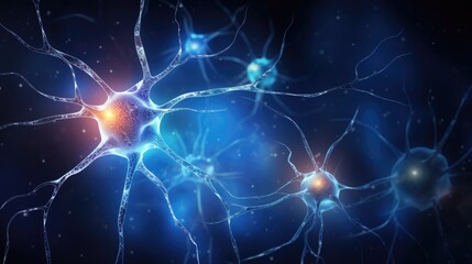 Fototapeta na wymiar Background with neurons and synapse stuctures showing human brain cells chemistry with place for text