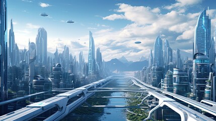 futuristic city Presentation AI