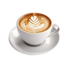 Latte coffee isolated on a white png transparent background