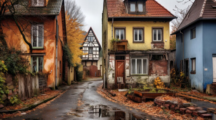 Fototapeta na wymiar Old and rusty houses. Generative AI