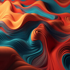 Abstract 3d wavy backround illustration, Generative AI