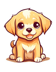 Fototapeta premium Cute Puppy Dog, Cartoon Anime Kawaii Chibi Animal
