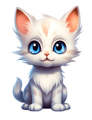 Cute Kitten Cat, Cartoon Anime Kawaii Chibi Animal