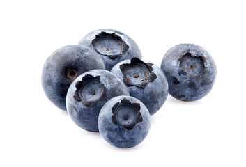 Blueberries Isolated on White Background. Ripe berries closeup.
