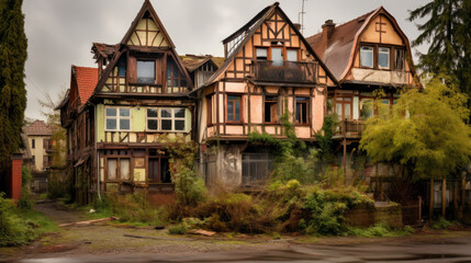Fototapeta na wymiar Old and rusty houses. Generative AI