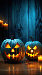 Obraz premium halloween with evil pumpkins Generative AI