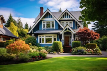 Fototapeta na wymiar Beautiful upscale home on a sunny day in Vancouver, Canada.
