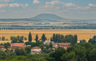 Rip mountain seen from the town of Melnik. Solitary hill which is czech national cultural monument