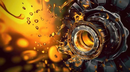 Foto op Plexiglas Lubricate motor oil and Gears. Oil wave splashing in Car engine with lubricant oil. Concept of Lubricate motor oil and Gears. Generative AI © tong2530