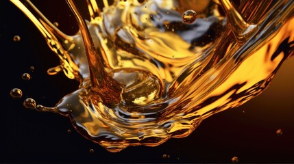Oil wave splashing in Car engine with lubricant oil. Generative AI