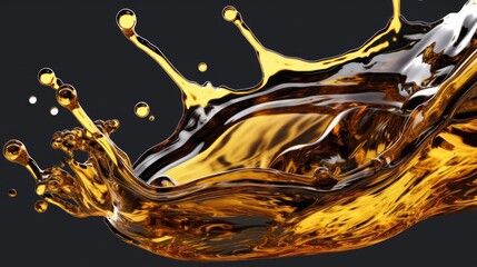 Oil wave splashing in Car engine with lubricant oil. Generative AI