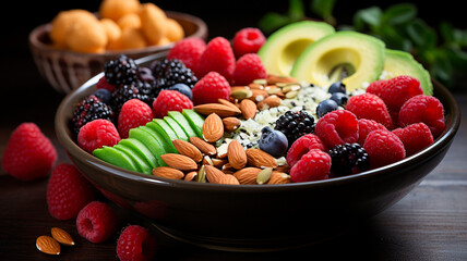 Nutritious Smoothie Bowl with a Variety of Ingredients. Generative AI.