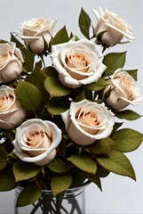 white roses on solid color background 