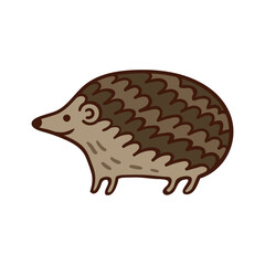 Hedgehog flat color vector object forest habitat with spikes