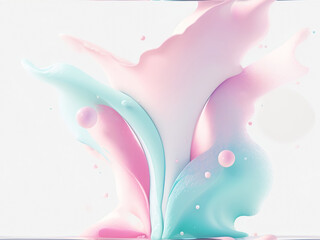 3D paint drops Abstract background in soft pastel colors Created using generative AI tools