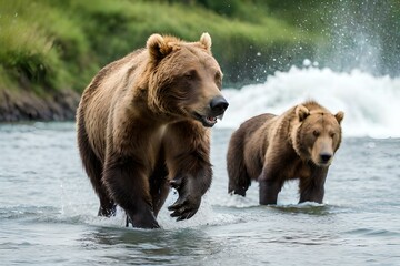 Obraz na płótnie Canvas brown bear in water