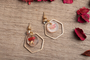 Handmade resin earrings, jewelry for women.