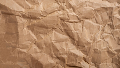 Closeup of brown wrinkled paper texture background