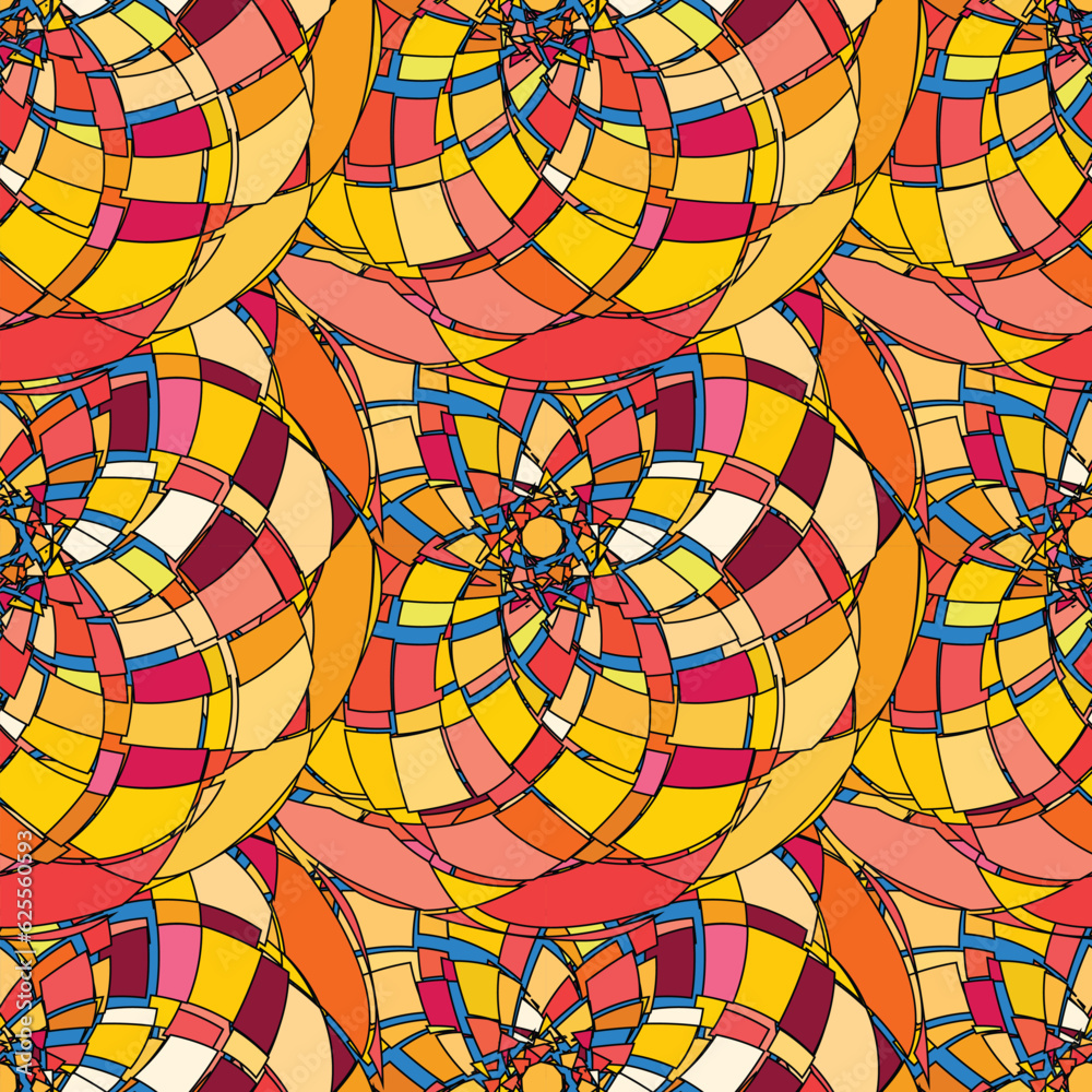 Poster Seamless pattern with abstract broken colorful shapes
