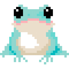 Frog cartoon icon in pixel style.