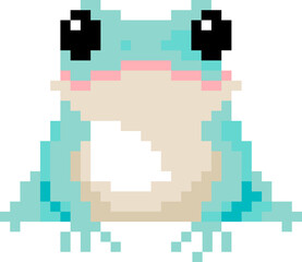 Frog cartoon icon in pixel style.