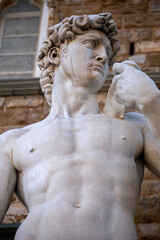 Fototapeta na wymiar David by Michelangelo replica in Florence, Italy